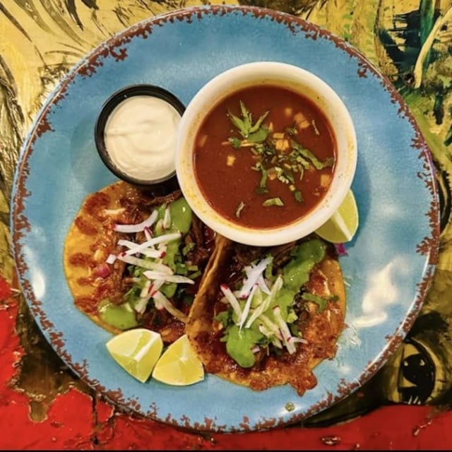 Caldo and One Birria Taco.